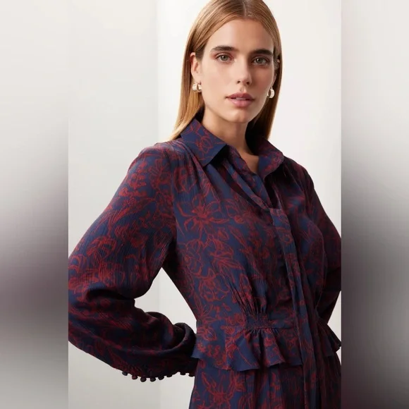 Jason Wu Navy and Red Floral Dress - Picture 3 of 10